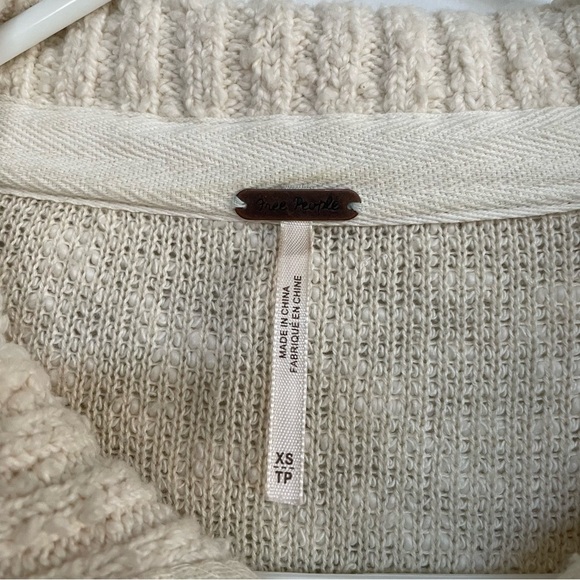 Free People Marshmallow Striped Mock Neck Pullover 1/2 Zip Rainbow Beige XS - Picture 8 of 11